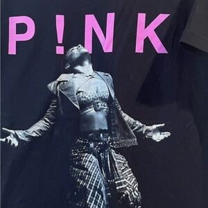 P!NK Graphic Band Tee - Black with Hot Pink Logo